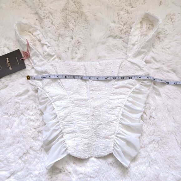 House of CB Eyelet Mesh Corset Top M - White - Picture 4 of 6